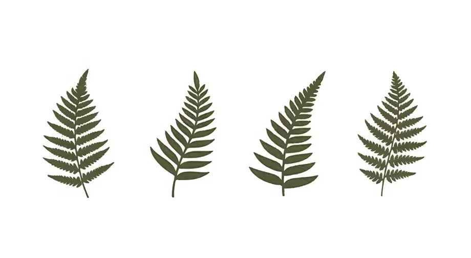 Four fern illustrations on light background